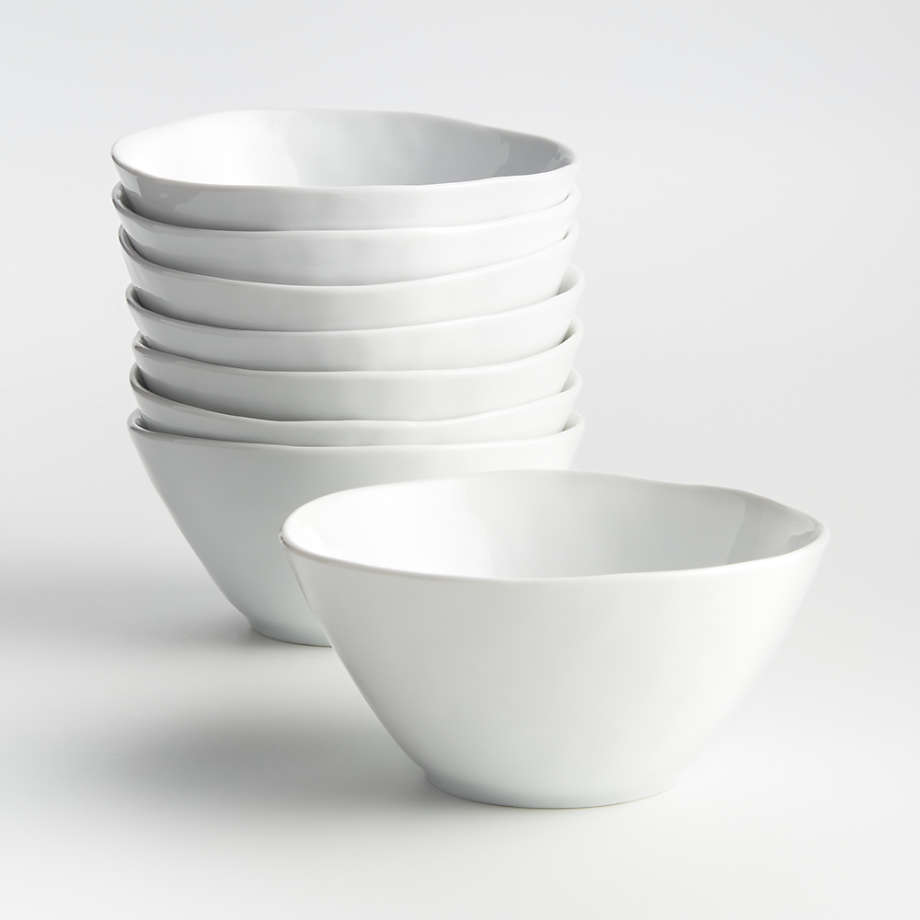 Mercer White Porcelain Cereal Bowls, Set of 8 | Crate & Barrel