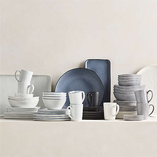 Mercer Arctic Blue Recycled Stoneware Dinner Plates, Set of 8