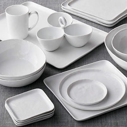 Details about   Set of 4 Square CRATE AND BARREL Appetizer Hors D’oeuvres 6" WHITE PLATES 