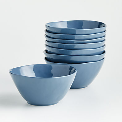 View Mercer Denim Blue Porcelain Cereal Bowls, Set of 8 details