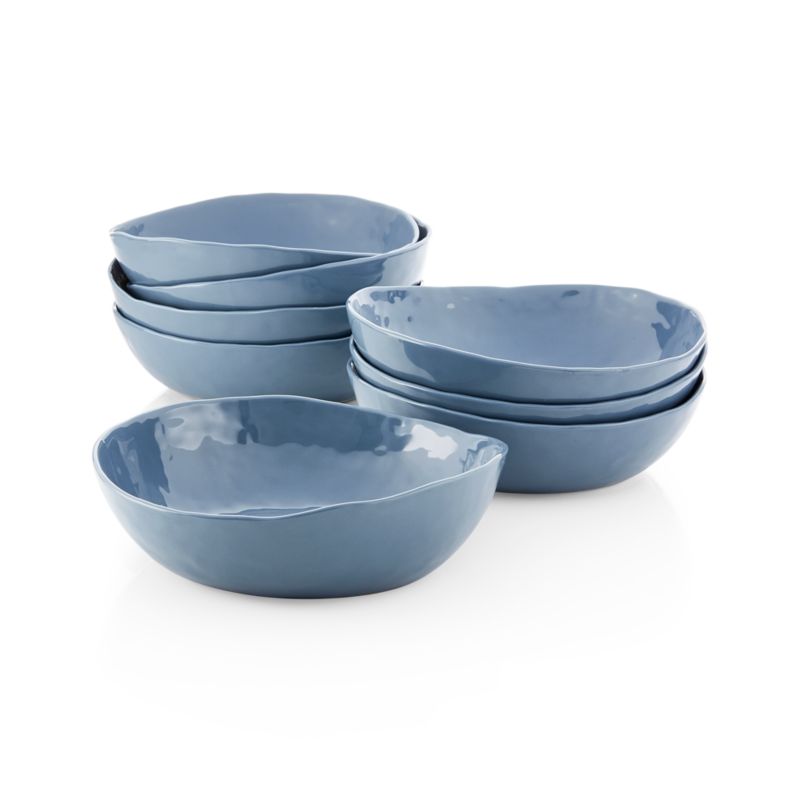 Mercer Denim Blue Porcelain Low Bowls, Set of 8 - image 7 of 11