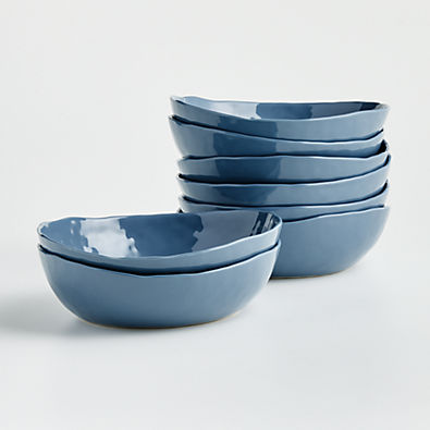 View Mercer Denim Blue Porcelain Low Bowls, Set of 8 details