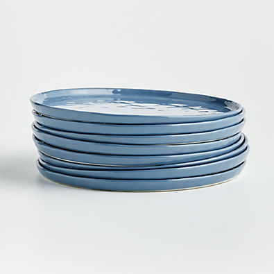 View Mercer Denim Blue Round Porcelain Dinner Plates, Set of 8 details