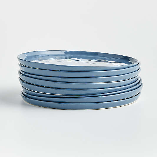 Mercer Denim Blue Round Porcelain Dinner Plates, Set of 8