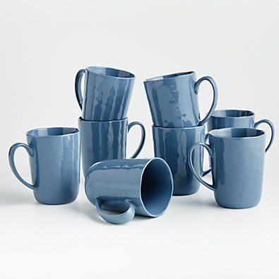 View Mercer Denim Blue Porcelain Mugs, Set of 8 details