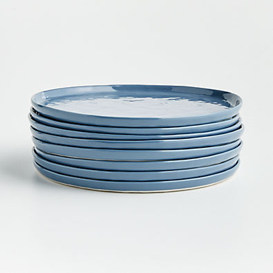 View Mercer Denim Blue Round Porcelain Salad Plates, Set of 8 details