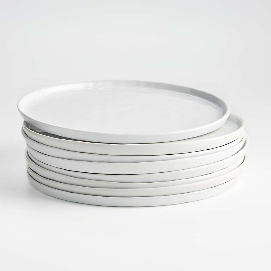Mercer White Round Ceramic Dinner Plates, Set of 8 Crate & Barrel
