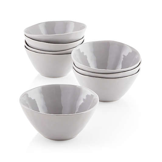 Mercer Grey Porcelain Cereal Bowls, Set of 8