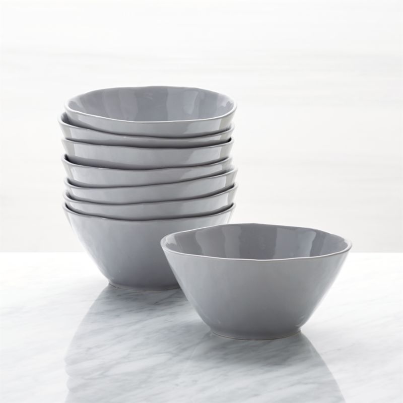 Mercer Grey Porcelain Cereal Bowls, Set of 8
