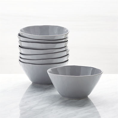 View Mercer Grey Porcelain Cereal Bowls, Set of 8 details