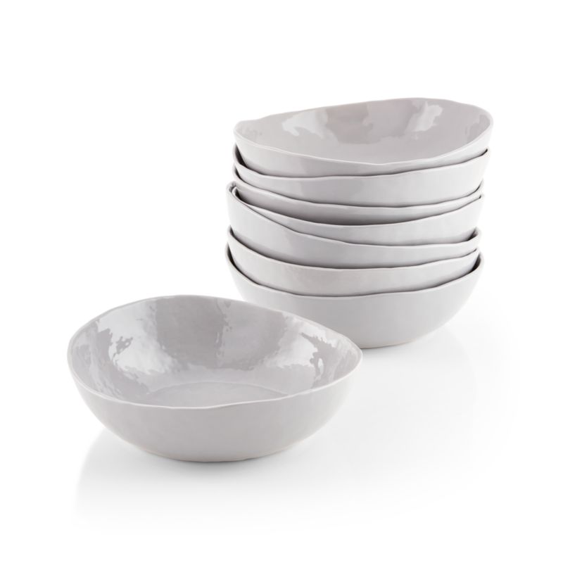 Mercer Grey Porcelain Low Bowls, Set of 8