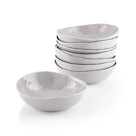 Mercer Grey Porcelain Low Bowls, Set of 8