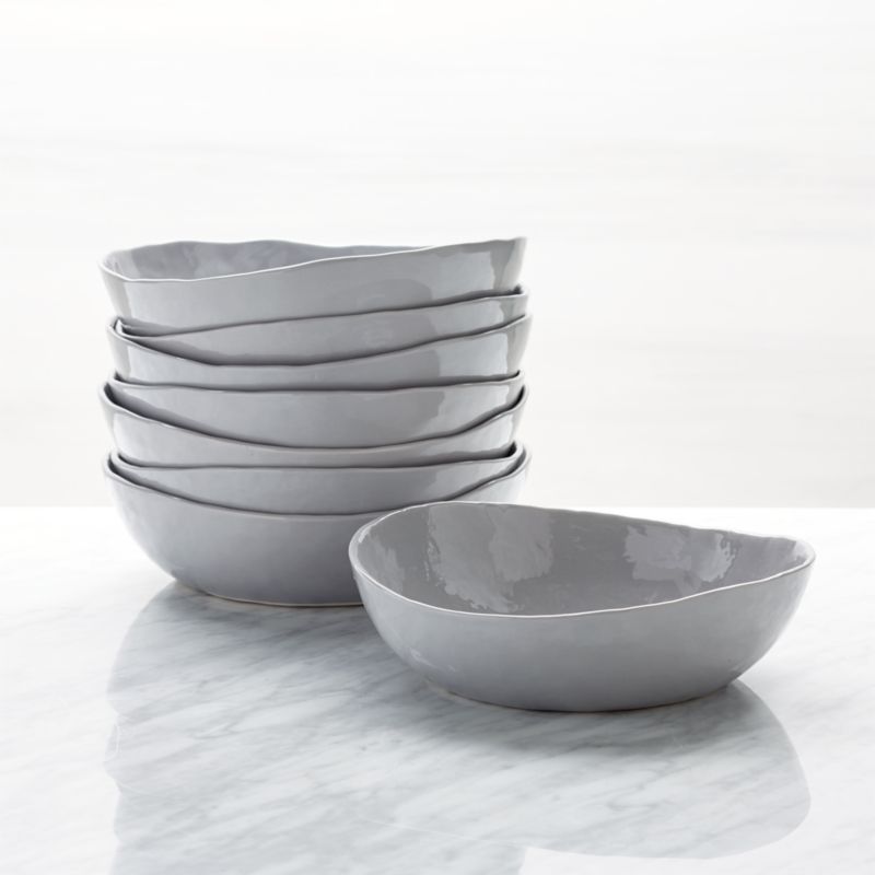 Mercer Grey Porcelain Low Bowls, Set of 8