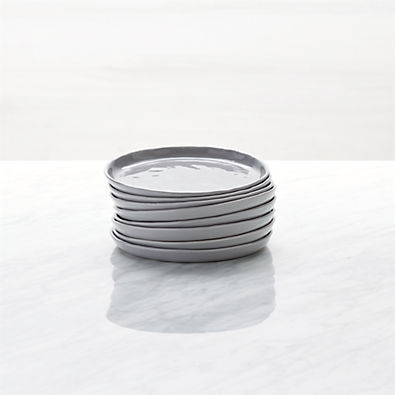 View Mercer Grey Round Porcelain Appetizer Plates, Set of 8 details