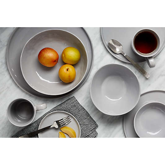 Mercer Grey Porcelain Low Bowls, Set of 8
