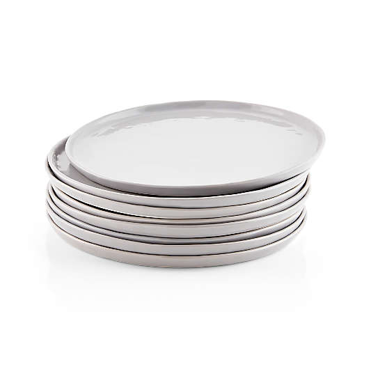 Mercer Grey Round Porcelain Dinner Plates, Set of 8