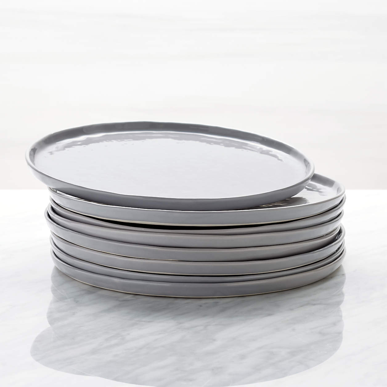 Mercer Grey Round Porcelain Appetizer Plates, Set of 8