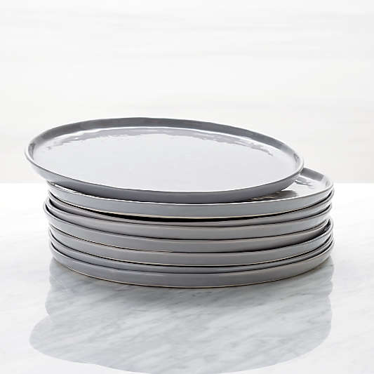 Mercer Grey Round Porcelain Salad Plates, Set of 8