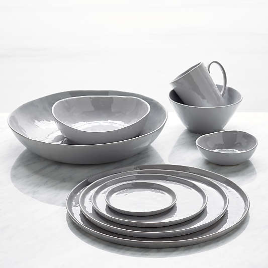 Mercer Grey Round Porcelain Salad Plates, Set of 8