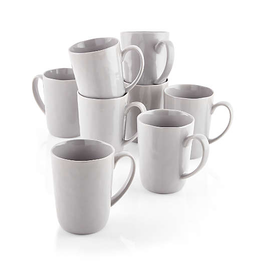 Mercer 14-oz. Grey Porcelain Mugs, Set of 8