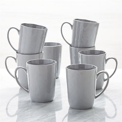 View Mercer 14-oz. Grey Porcelain Mugs, Set of 8 details