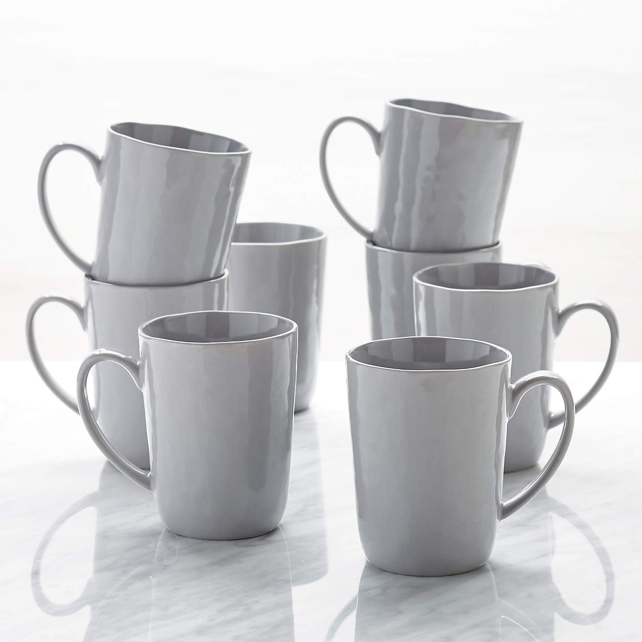 Mercer Grey Mugs, Set of 8 + Reviews Crate and Barrel