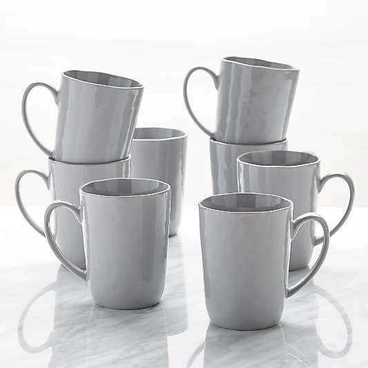 Mercer 14-oz. Grey Porcelain Mugs, Set of 8