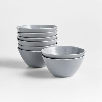 View Mercer Grey Porcelain Cereal Bowls, Set of 8 details