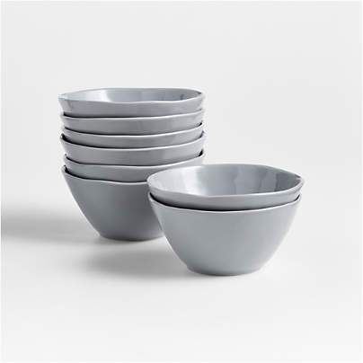 Mercer Grey Porcelain Cereal Bowls, Set of 8