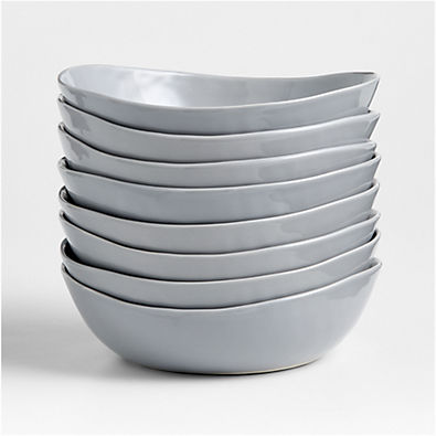 View Mercer Grey Porcelain Low Bowls, Set of 8 details