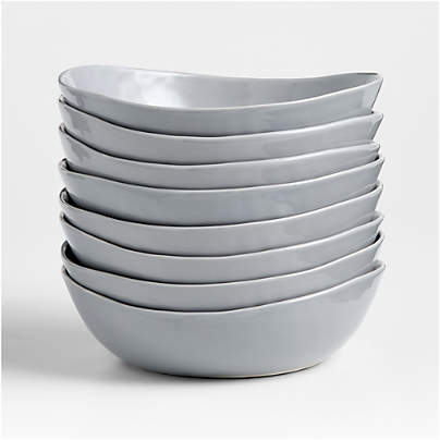Mercer Grey Porcelain Low Bowls, Set of 8