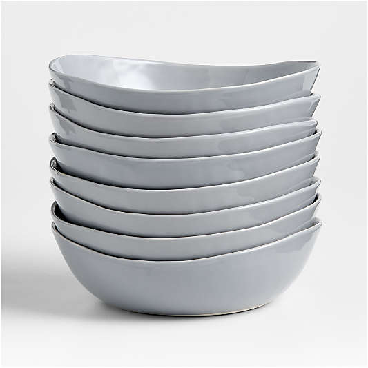 Mercer Grey Porcelain Low Bowls, Set of 8
