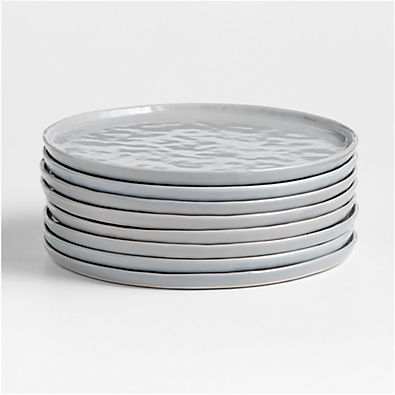 View Mercer Grey Round Porcelain Dinner Plates, Set of 8 details