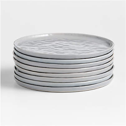 Mercer Grey Round Porcelain Dinner Plates, Set of 8