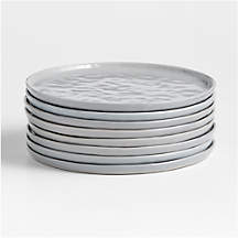 Mercer Grey Round Ceramic Dinner Plates, Set of 8 + Reviews | Crate & Barrel