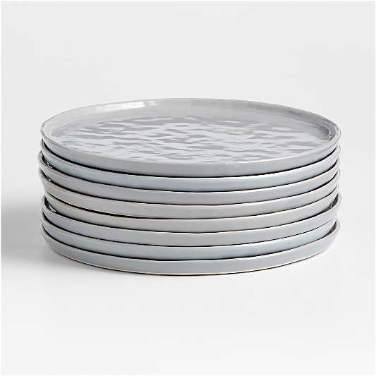 Mercer Grey Round Porcelain Dinner Plates, Set of 8
