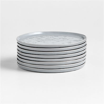 View Mercer Grey Round Porcelain Salad Plates, Set of 8 details