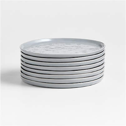 Mercer Grey Round Porcelain Salad Plates, Set of 8
