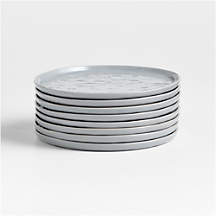 Mercer Grey Round Ceramic Salad Plates, Set of 8 + Reviews | Crate & Barrel