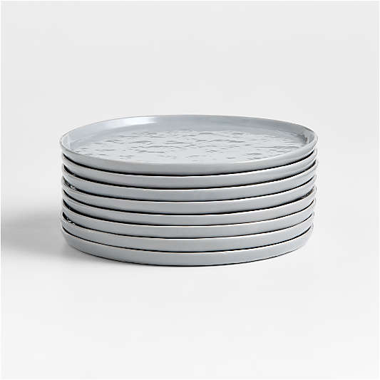 Mercer Grey Round Porcelain Salad Plates, Set of 8