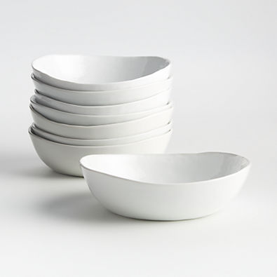 View Mercer White Porcelain Low Bowls, Set of 8 details