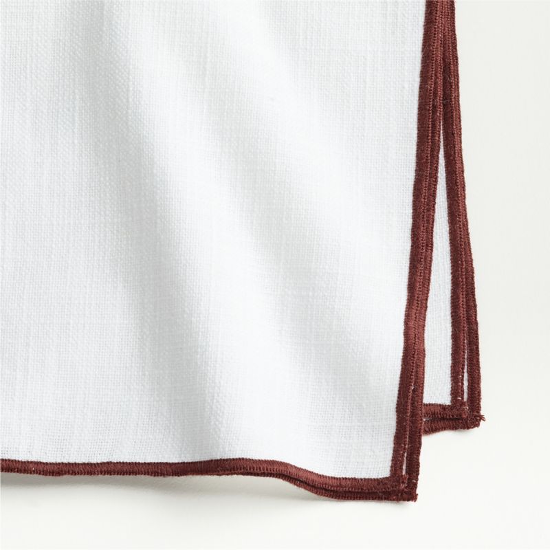 Merrow Stitch Cider Burgundy Organic Cotton Napkins, Set of 4