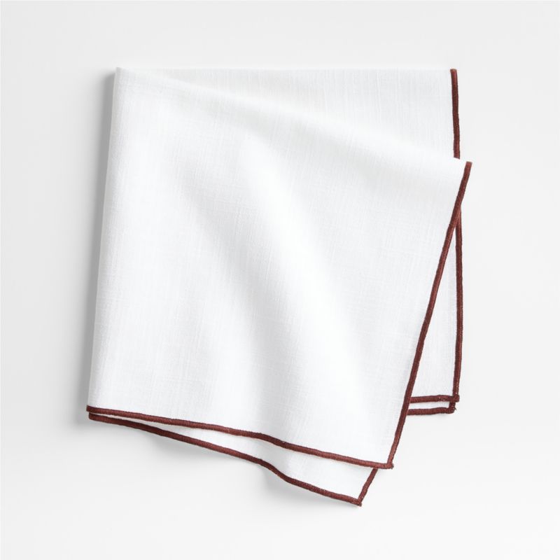 Merrow Stitch Cider Burgundy Organic Cotton Napkins, Set of 4