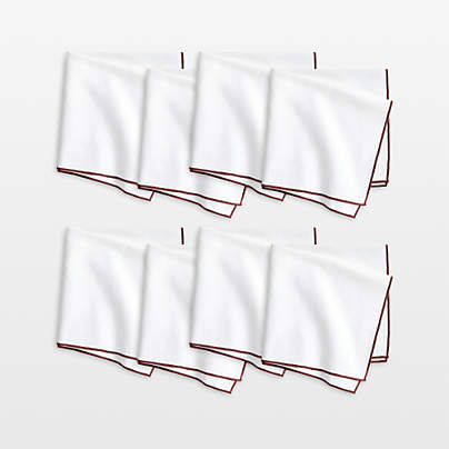 Merrow Stitch Cider Burgundy Organic Cotton Napkins, Set of 8