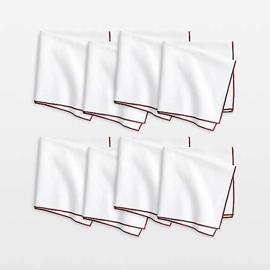 Merrow Stitch Cider Burgundy Organic Cotton Napkins, Set of 8