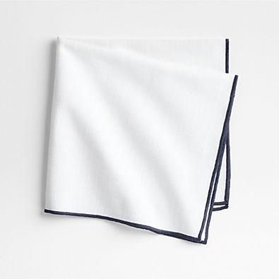View Merrow Stitch Deep Indigo Organic Cotton Napkin details