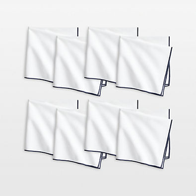 View Merrow Stitch Deep Indigo Organic Cotton Napkins, Set of 8 details