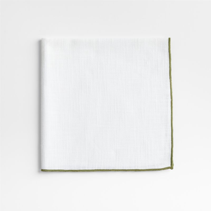 Merrow Stitch Olive Green Organic Cotton Napkins, Set of 4