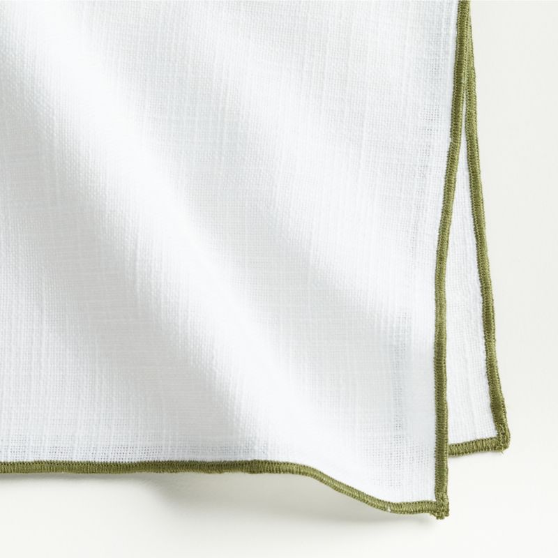 Merrow Stitch Olive Green Organic Cotton Napkins, Set of 4