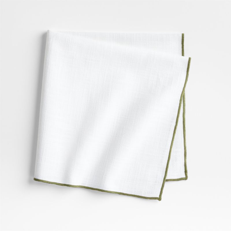 Merrow Stitch Olive Green Organic Cotton Napkins, Set of 4